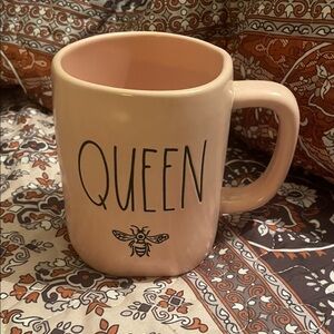 Rae Dunn Pink Queen Bee Mug with Bee Design